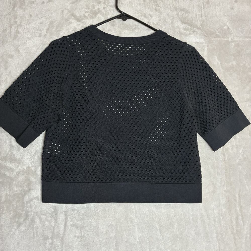 A.L.C. Cropped Open-Knit Top Sweater Black Size M - Picture 5 of 10